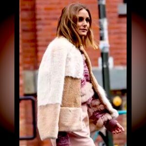 For The Republic Faux Fur Patchwork Short Coat Jacket Size Small NWT